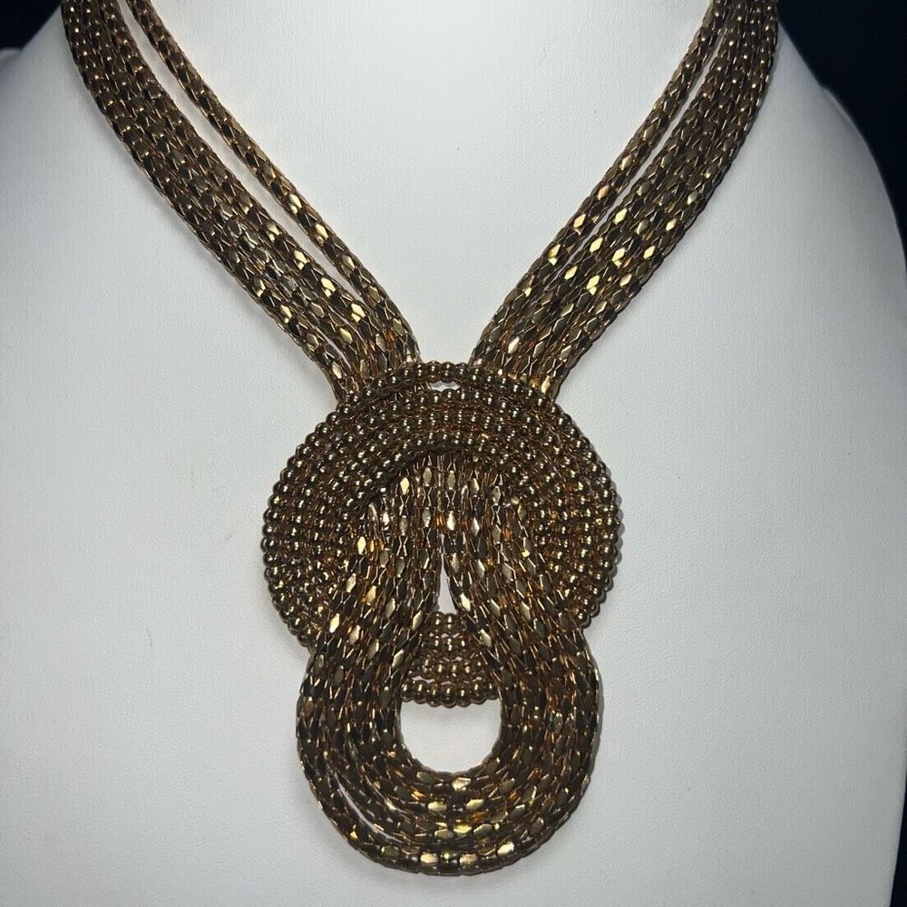 Express Jewelry Statement Necklace 4 Rope Braided Chains Knot Gold‎ Tone